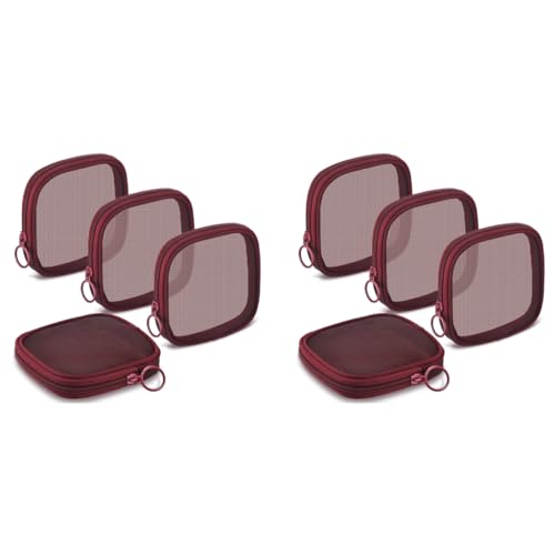 MAYCREATE® 8PCS Mesh Pouches for Women, Makeup Small Pouch, Zipper Cosmetic Bags for Women 4.7'' Square Fashion Lipstick Pouch, Mini Cash Toiletry Organizer Bag for Daily Accessories - Wine Red MAYCREATE® 8PCS Mesh Pouches for Women, Makeup Small Pouch, Zipper Cosmetic Bags for Women 4.7'' Square Fashion Lipstick Pouch, Mini Cash Toiletry Organizer Bag for Daily Accessories - Wine Red